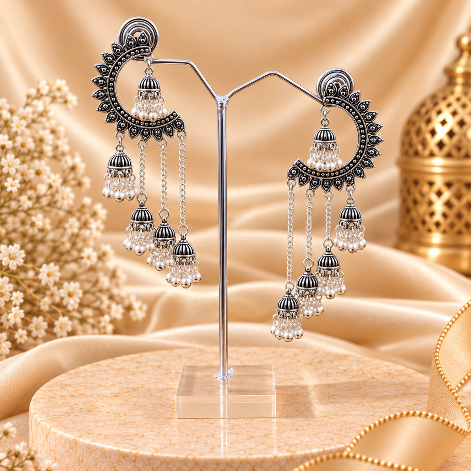 Oxidized Crescent Shaped Earrings for Girls & Women's