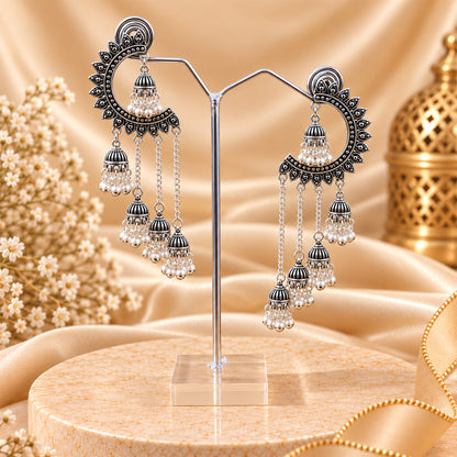 Oxidized Crescent Shaped Earrings for Girls & Women's