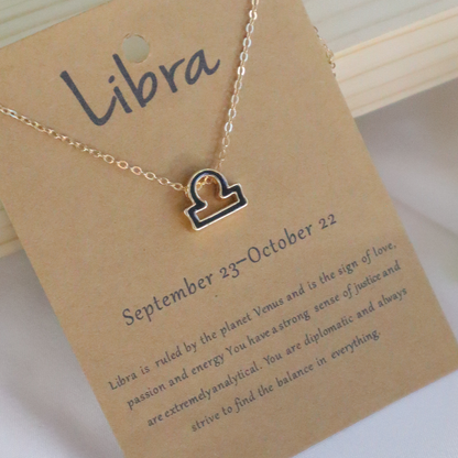 18K Gold Plated Celestial Zodiac Charm Pendant Necklace