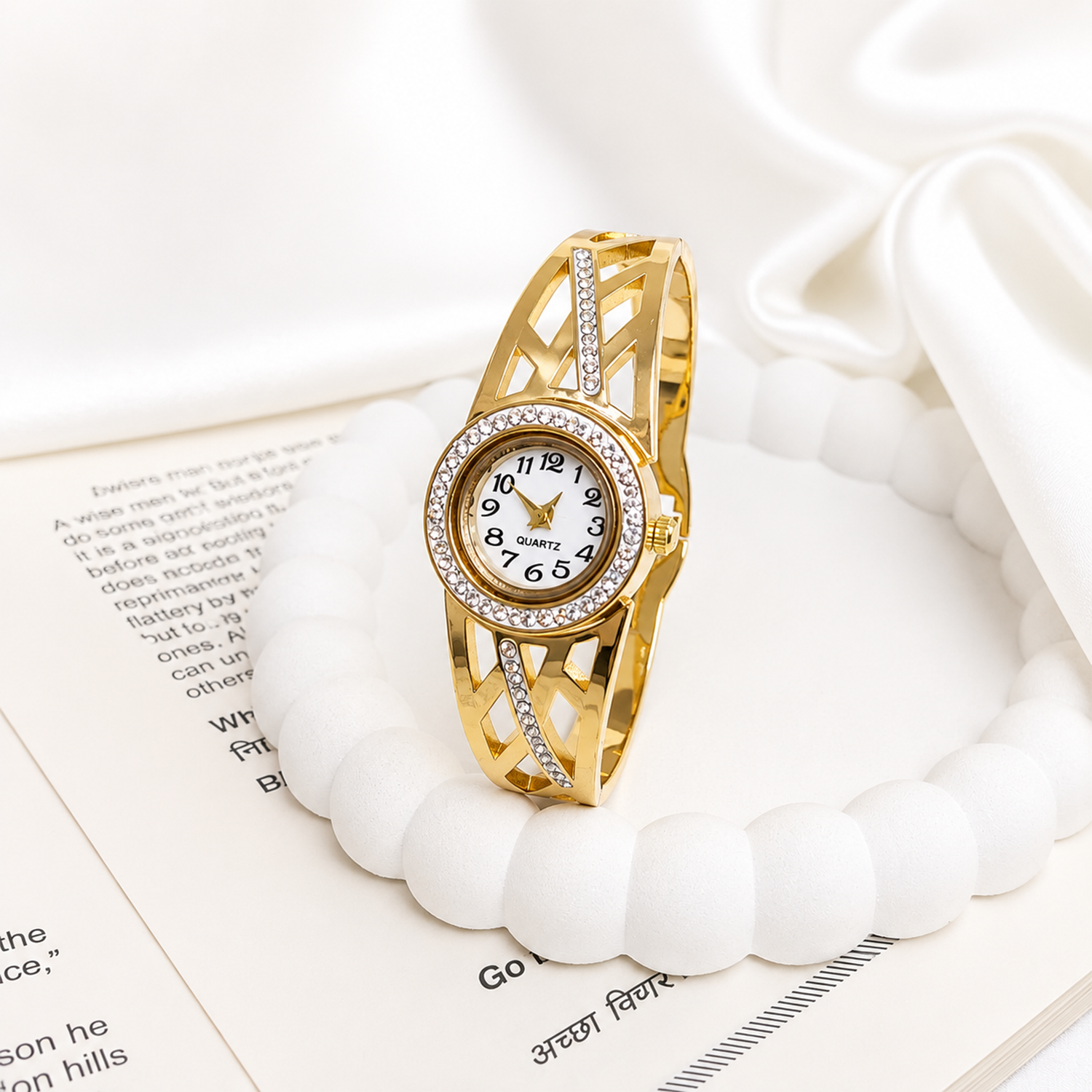 Heaven Interline AD Studded Wrist Band Bracelet Watch For Girls & Women