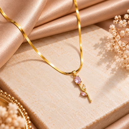 Teardrop Tulip Pendant Necklace For Girls & Women's