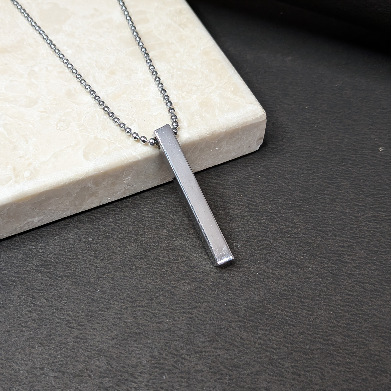 Sleek Vertical Bar 3D Cuboid Design Pendant for Men & Boys