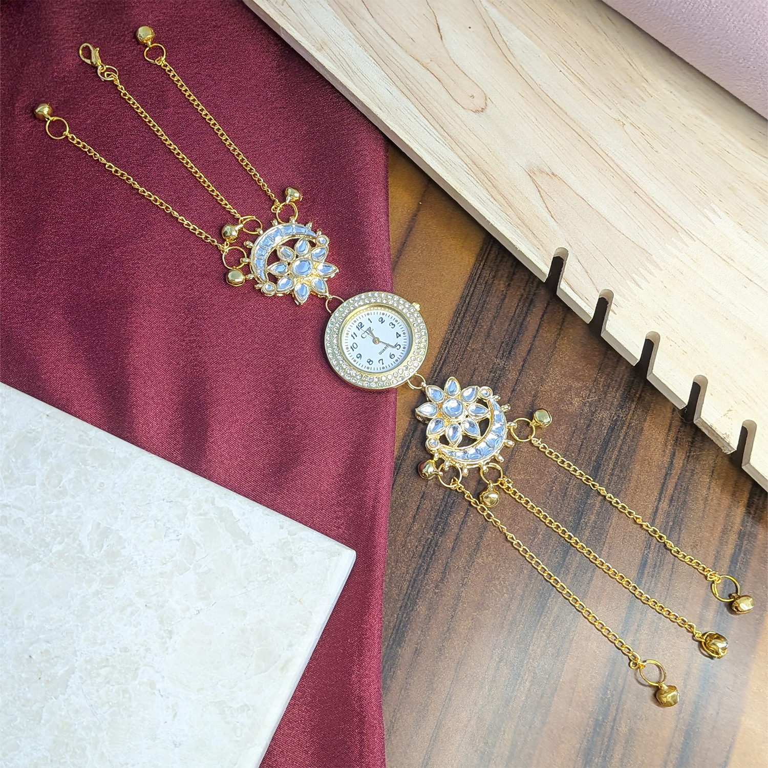 Floral Design Round Dial Kashimiri Watch for Women & Girls