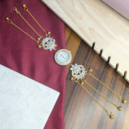 Floral Design Round Dial Kashimiri Watch for Women & Girls