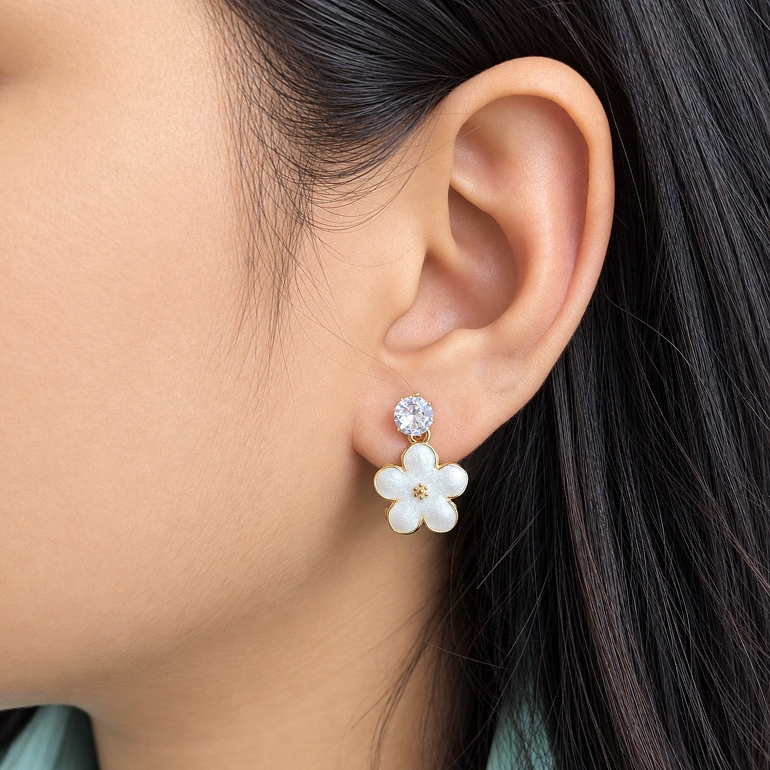 Elegant Crystal Floral Drop Earrings for Girls & Women's
