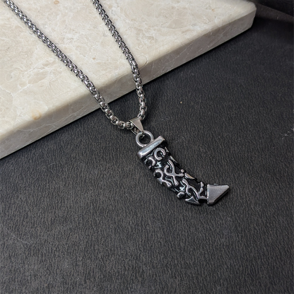 Wolf Tooth Design Brass Pendant With Stainless Steel Chain For Men & Boys