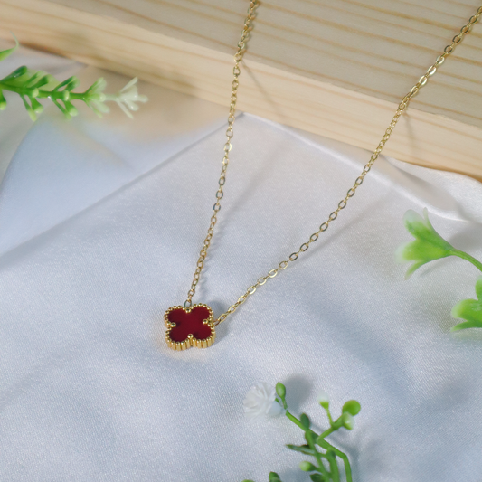 Enamel Clover Pendant Necklace ( Anti-Tarnish )