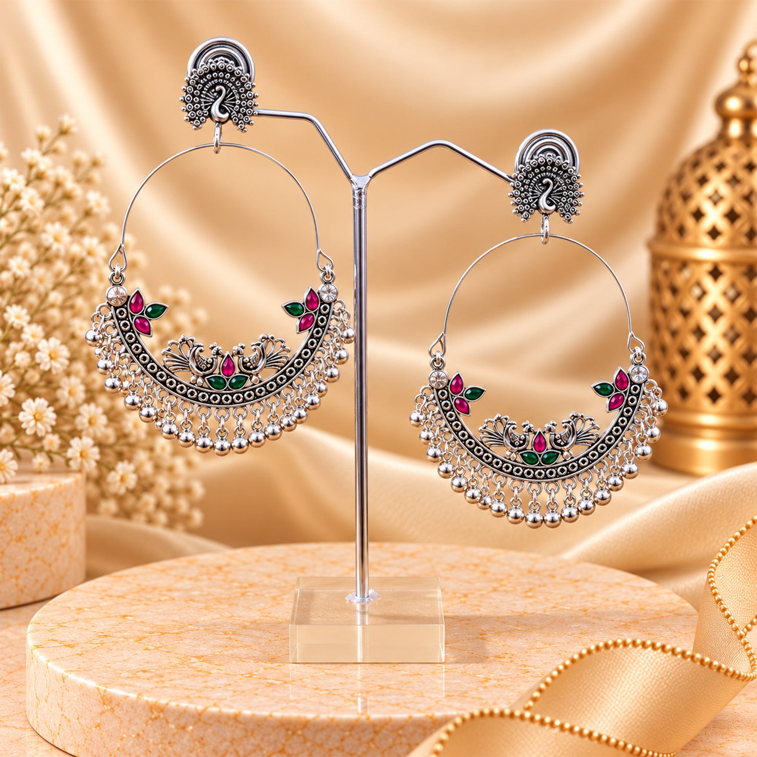 Oxidized Contemporary Hoop Earrings for Girls & Women's