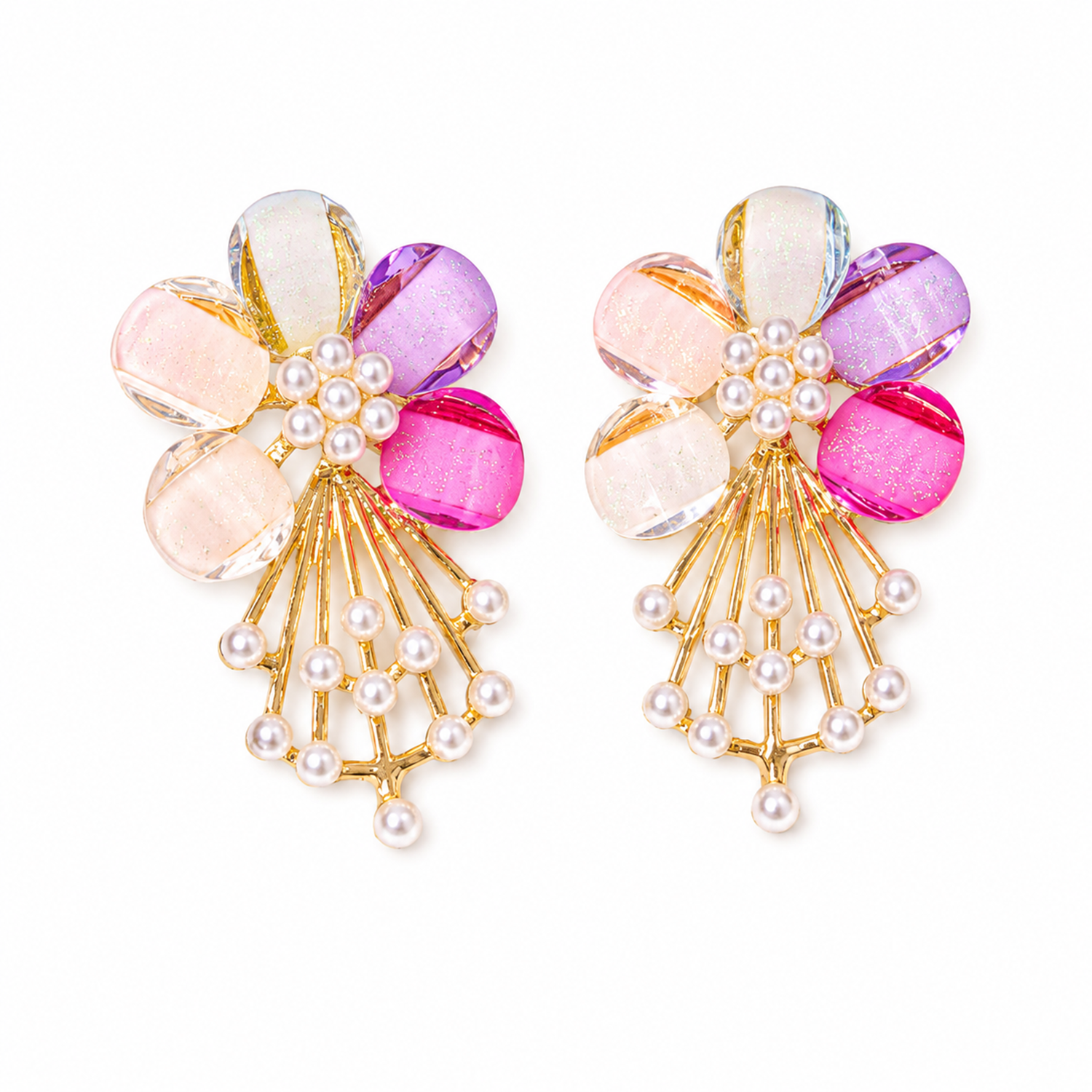 5 PetalFlower Pearl Drop Earrings for Girls & Women