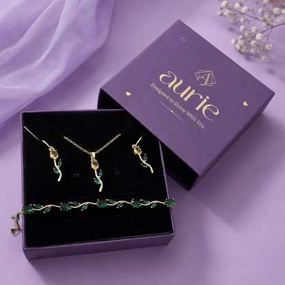Gold-Tone Tulip Jewelry Set with Beacelet for Women & Girls