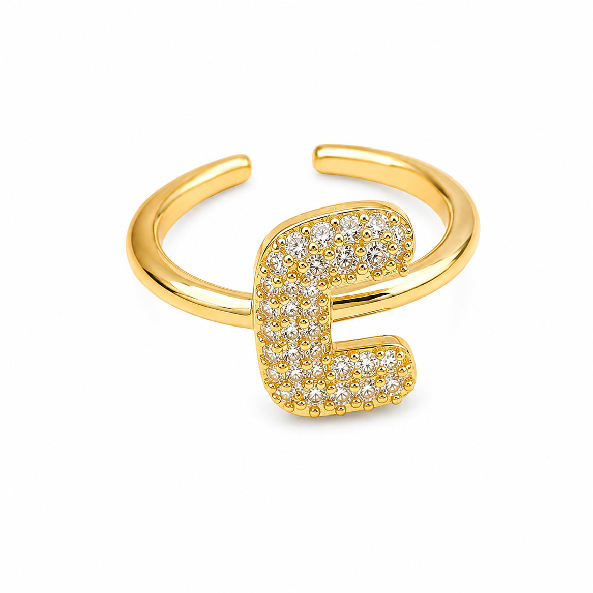 Sparkling Alphabet Letters CZ Stones Rings For Girls & Women's