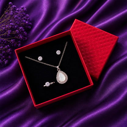 Teardrop Rhinestone Crystal Jewelry Set for Women