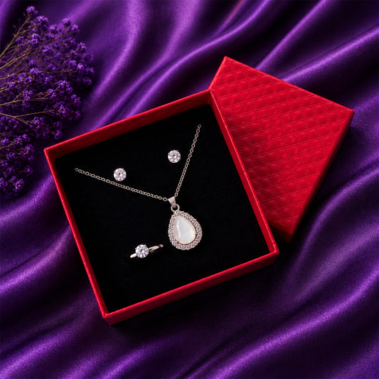 Teardrop Rhinestone Crystal Jewelry Set for Women