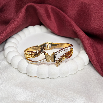 Stylish Butterfly & Leaves Design Ad Stone Bracelet for Girls & Women