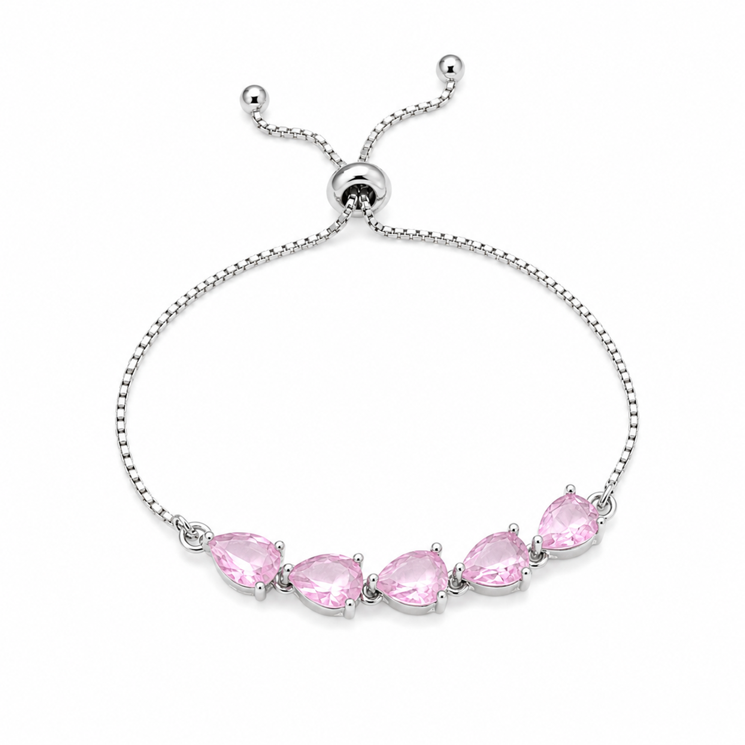 Triangle Shape Stone Chain Bracelet With Sliding Closure for Girls & Women's