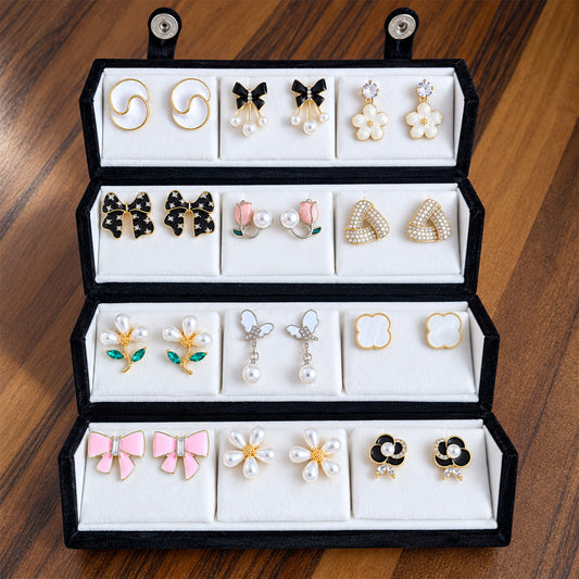 12 Pairs Trending Pearl Earrings Set for Women & Girls