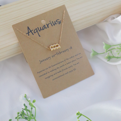 18K Gold Plated Celestial Zodiac Charm Pendant Necklace