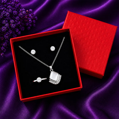 Elegant Square Pendant Jewellery Set for Women & Girls