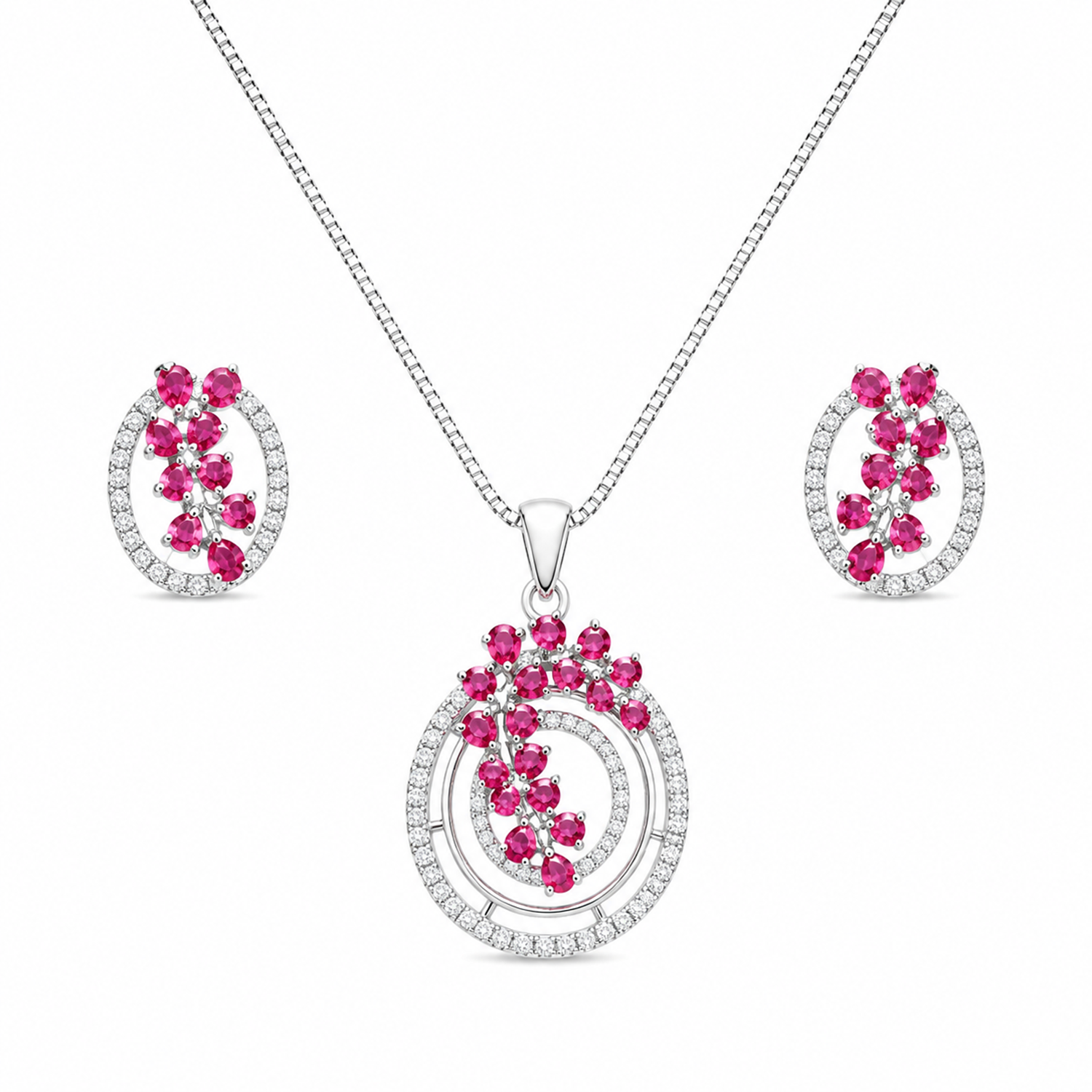 Intricate Cubic Zirconia Circular Floral Pendant Set for Girls & Women's