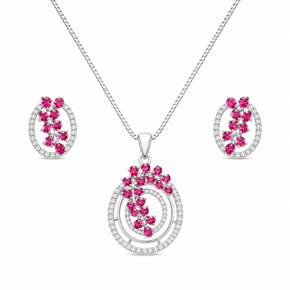 Intricate Cubic Zirconia Circular Floral Pendant Set for Girls & Women's