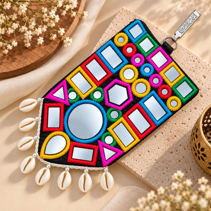 Handcrafted Traditional Indian Mirror-Work Pouch