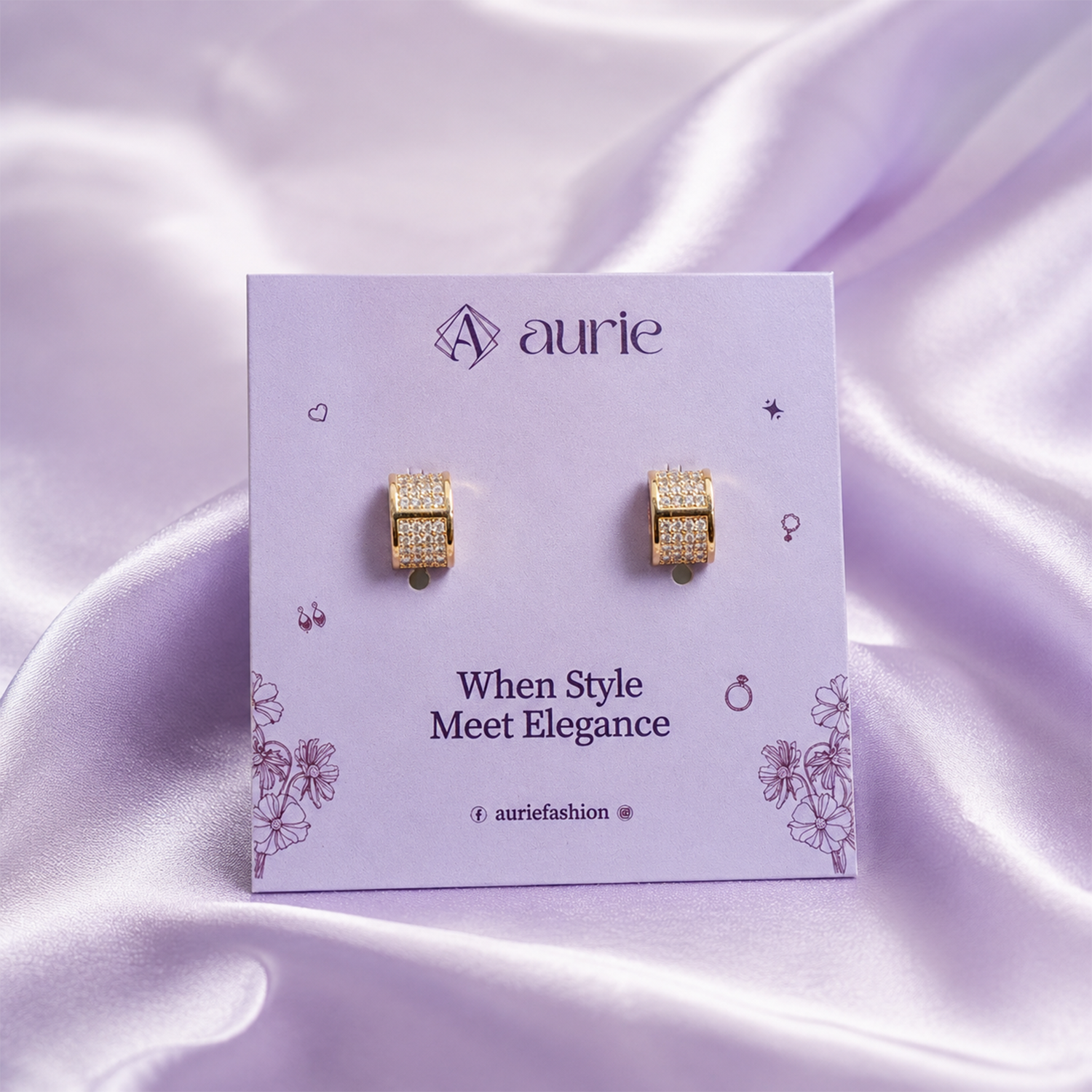 Elegant Gold-Tone AD Stone Hoop Earrings for Women & Girls