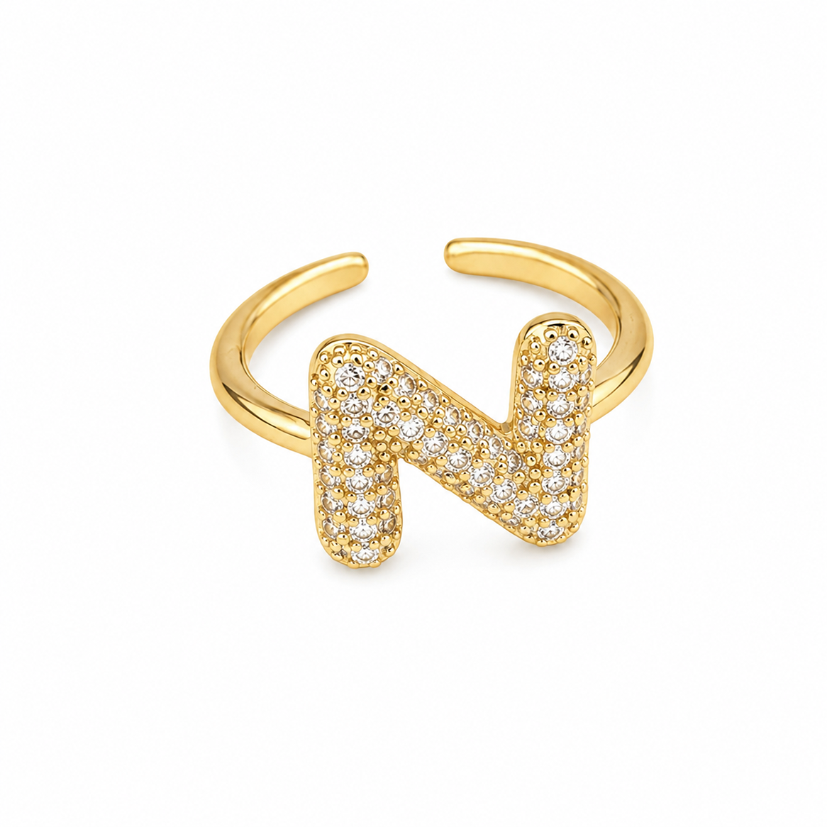 Sparkling Alphabet Letters CZ Stones Rings For Girls & Women's