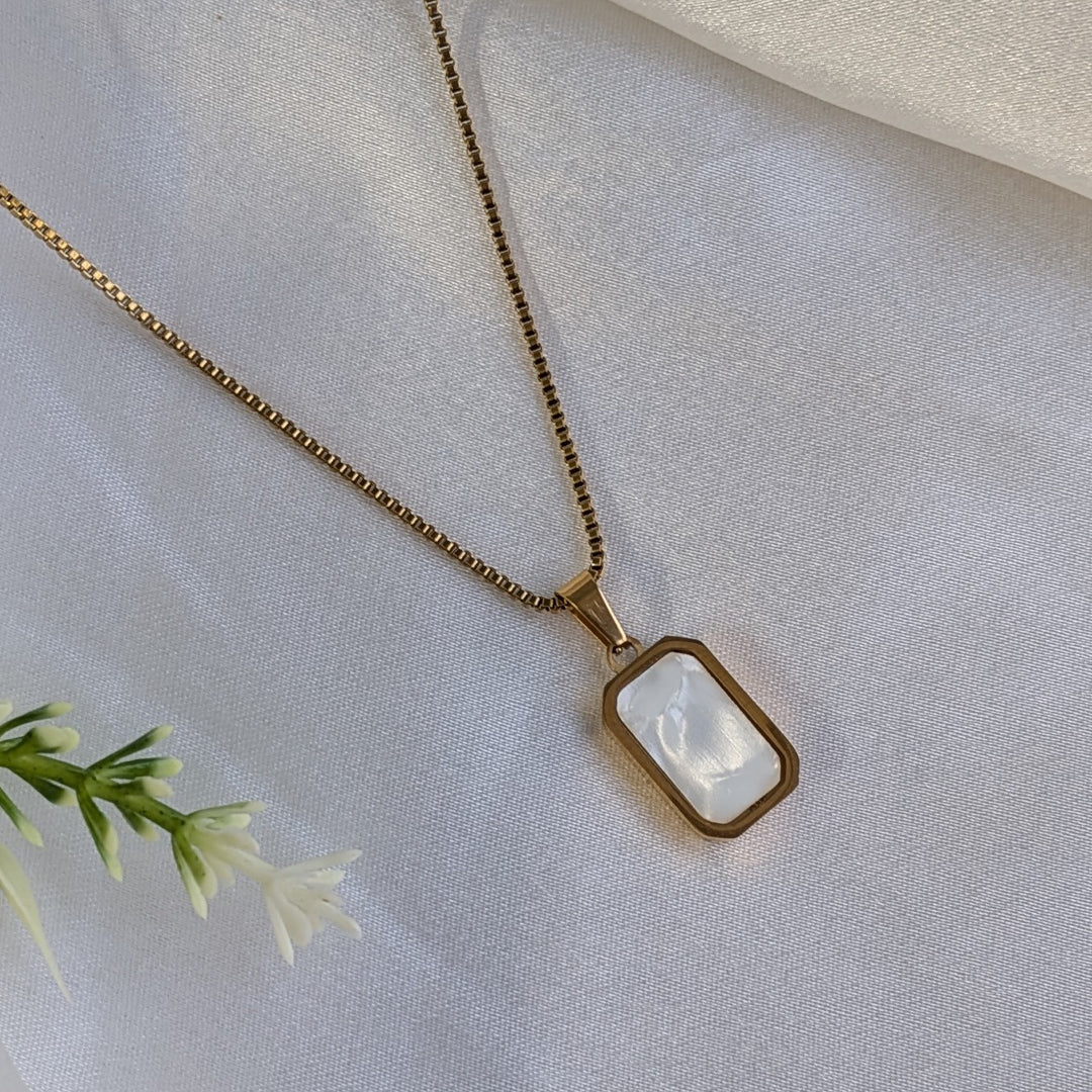 Reversible Gold Plated Dual Sided Black & White Enamel Pendant Necklace For Girls & Women