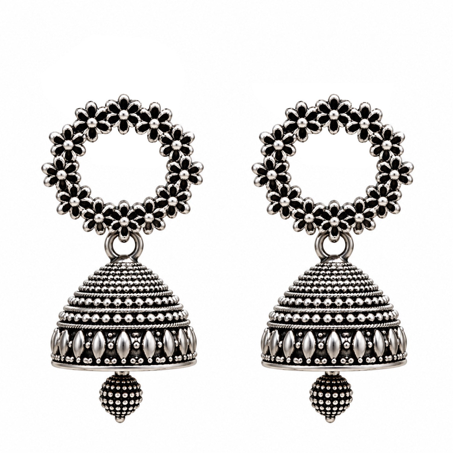 Oxidized Bell Shaped Drop Earrings for Girls & Women's