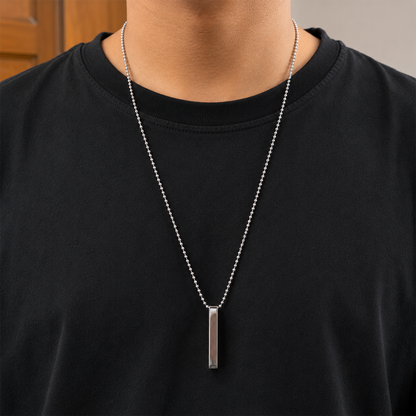 Sleek Vertical Bar 3D Cuboid Design Pendant for Men & Boys