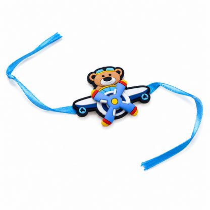 Cute Teddy Bear Airplane Kids Rakhi for Brother
