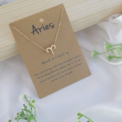 18K Gold Plated Celestial Zodiac Charm Pendant Necklace