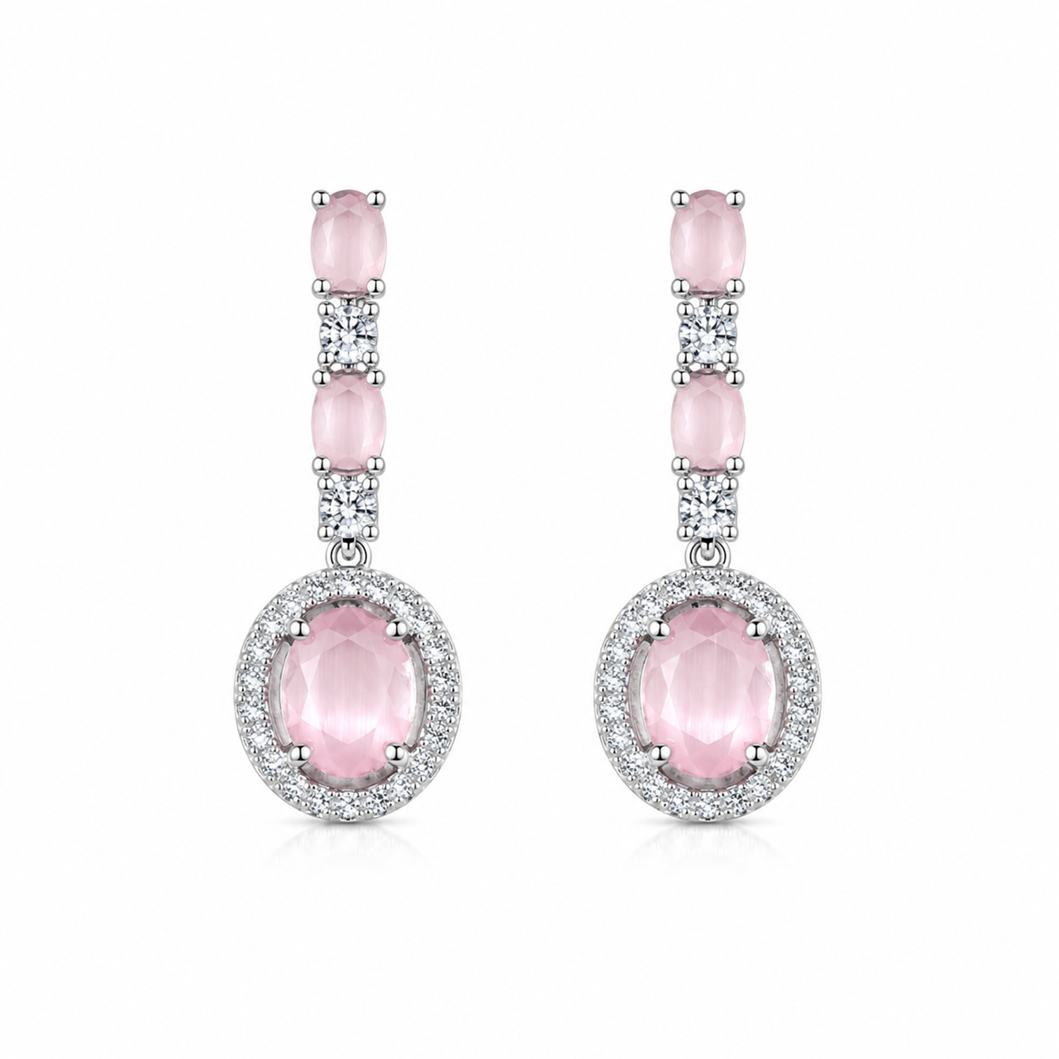 Sway CZ Stone Halo Drop Earrings for Girls & Women's