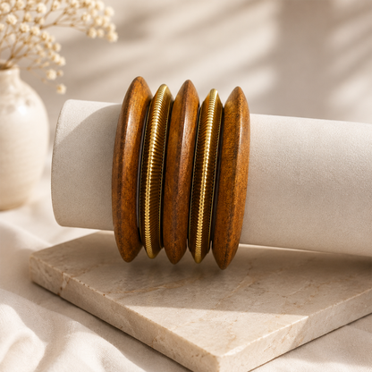 Fusion Brown & Gold-Toned Ethnic Bangle Set for Girls & Women's