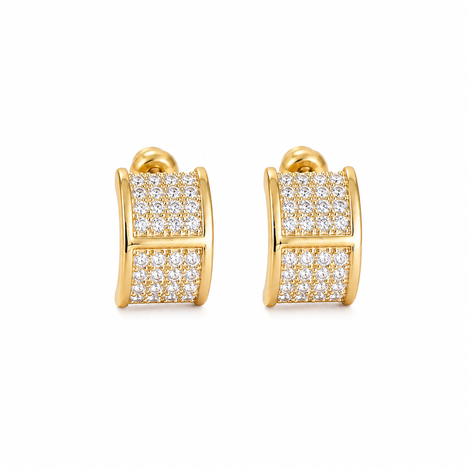 Elegant Gold-Tone AD Stone Hoop Earrings for Women & Girls