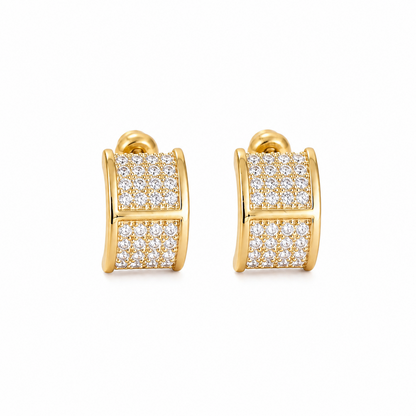 Elegant Gold-Tone AD Stone Hoop Earrings for Women & Girls
