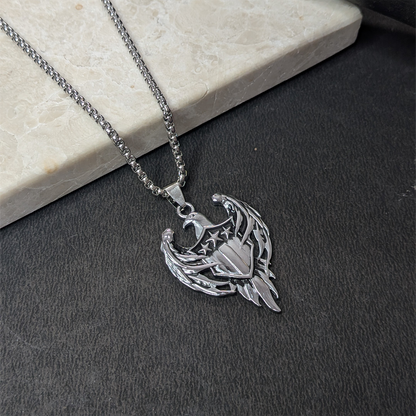 Stylish American Eagle Pride Brass Pendant With Stainless Steel Chain For Men & Boys