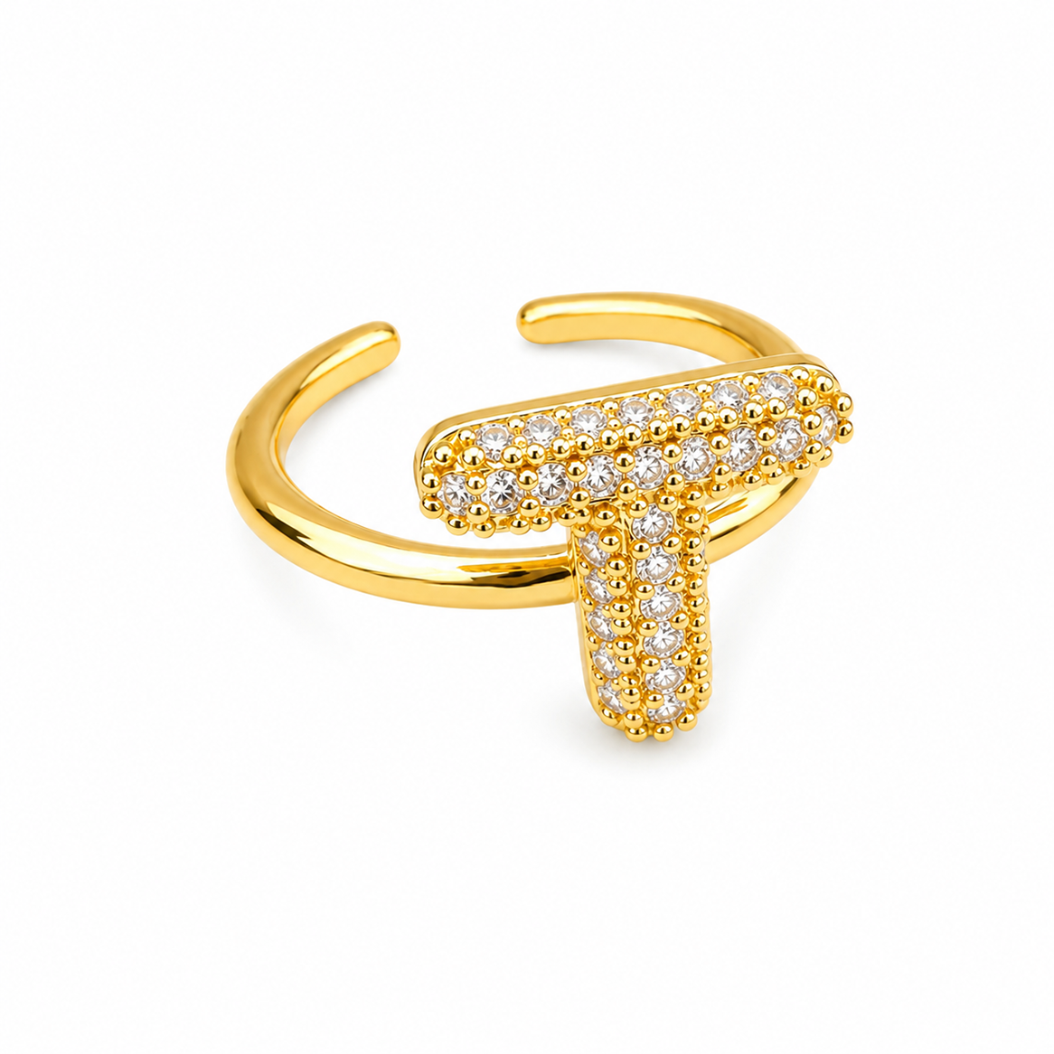 Sparkling Alphabet Letters CZ Stones Rings For Girls & Women's