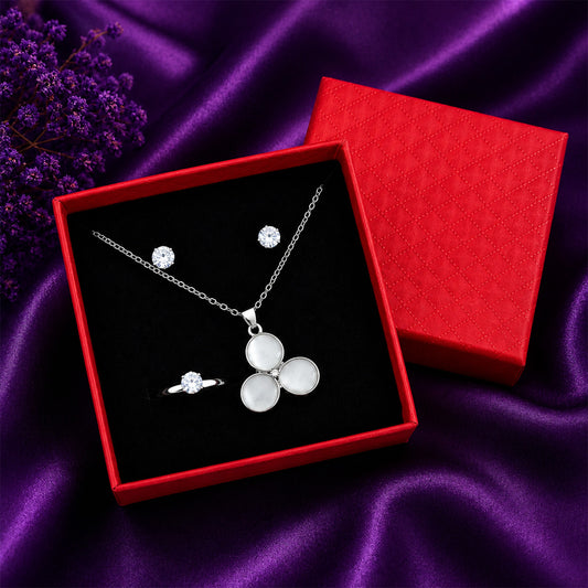 Three-Petal Crystal Jewelry Set for Women and Girls