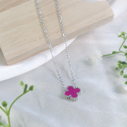 Enamel Clover Pendant Necklace ( Anti-Tarnish )