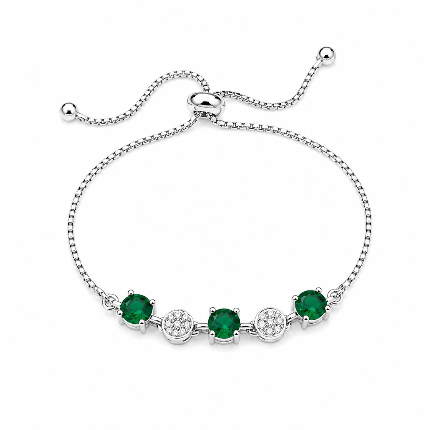 Minimalist Oval CZ Stone Chain Bracelet With Adjustable Chain for Girls & Women's