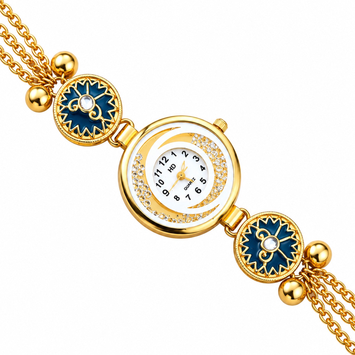 Women’s Gold-Tone Kashmiri Watch with Red Stone Design