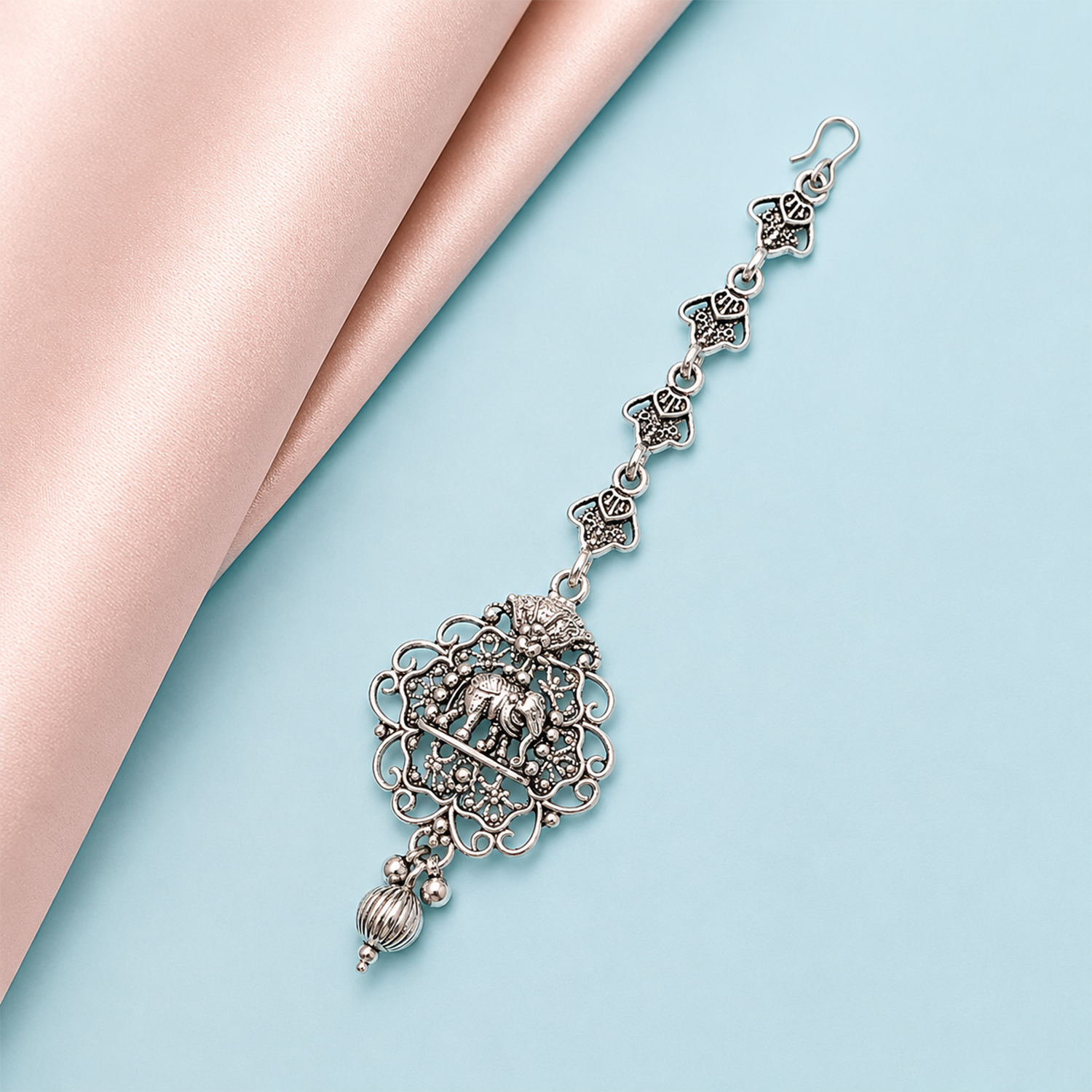 Oxidized Silver Gond Art Inspired Maang Tikka for Girls & Women