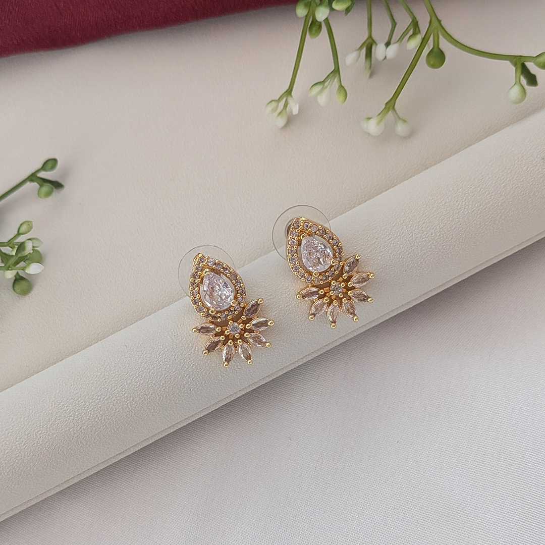 Elegant Crystal Tear Drop American Diamond Pendant Set