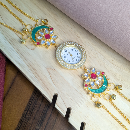 Floral Design Round Dial Kashimiri Watch for Women & Girls
