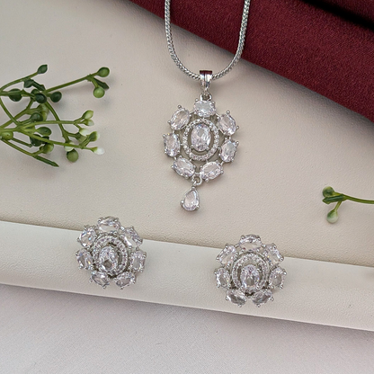Regal Radiance American Diamond Pendant & Earring Set
