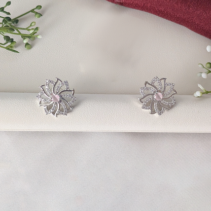 Classic Silver American Diamond Pendant Set
