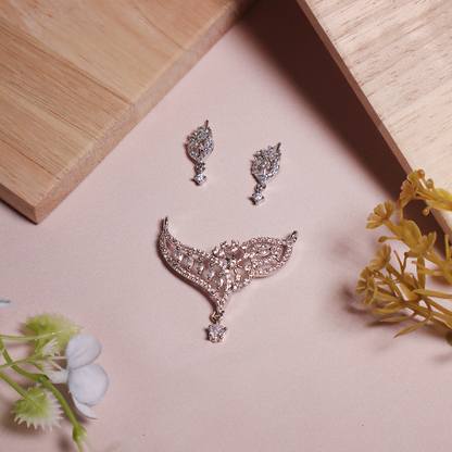 Elegant Petal American Diamond Manglasutra With Earrings