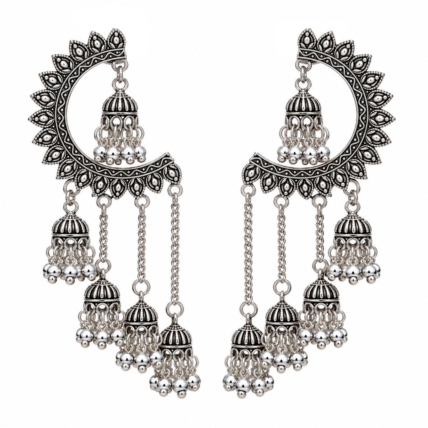 Oxidized Half Sunflower Earrings for Girls & Women's