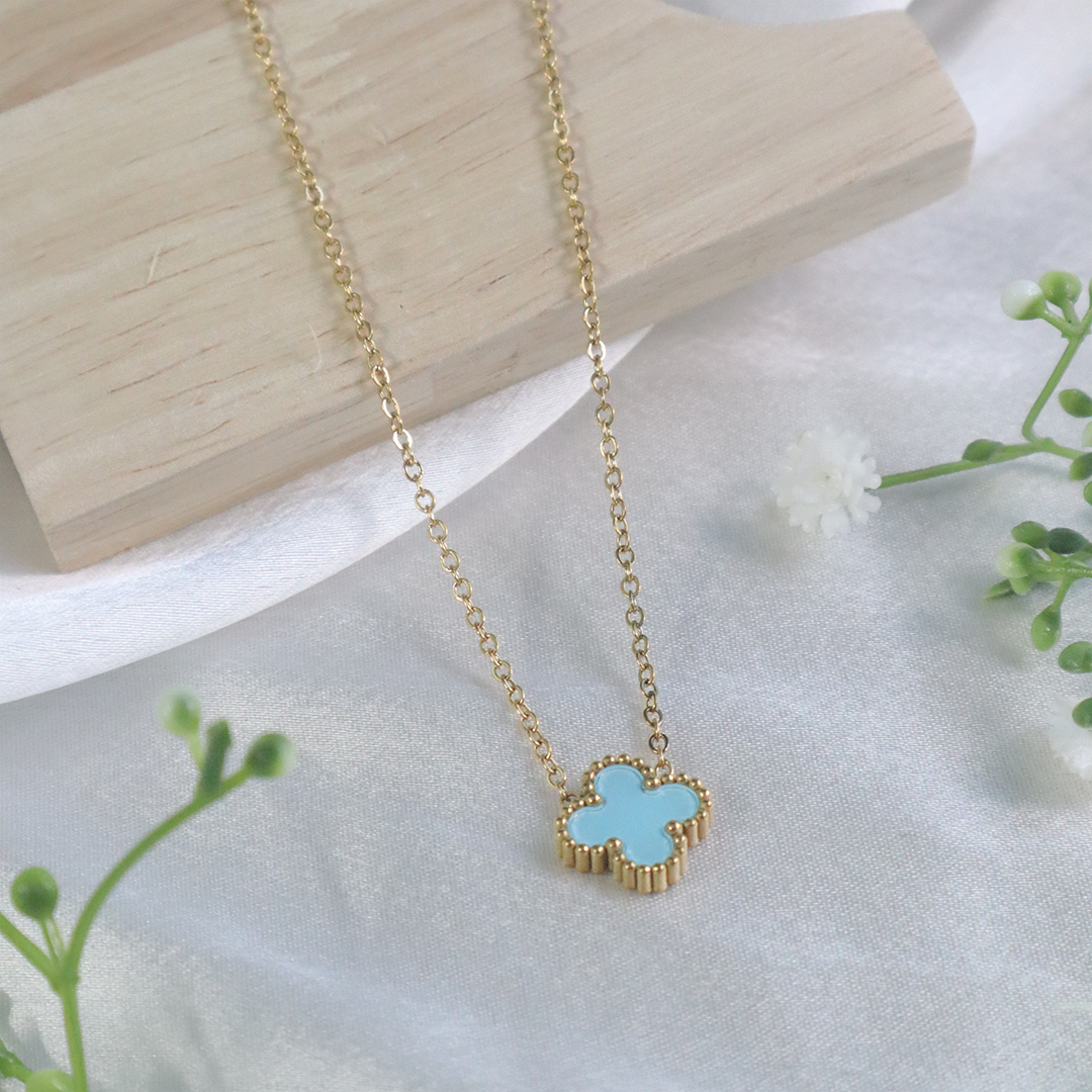 Enamel Clover Pendant Necklace ( Anti-Tarnish )